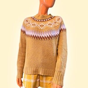 AMERICAN EAGLE Cotton Blend Fair Isles Knit Sweater